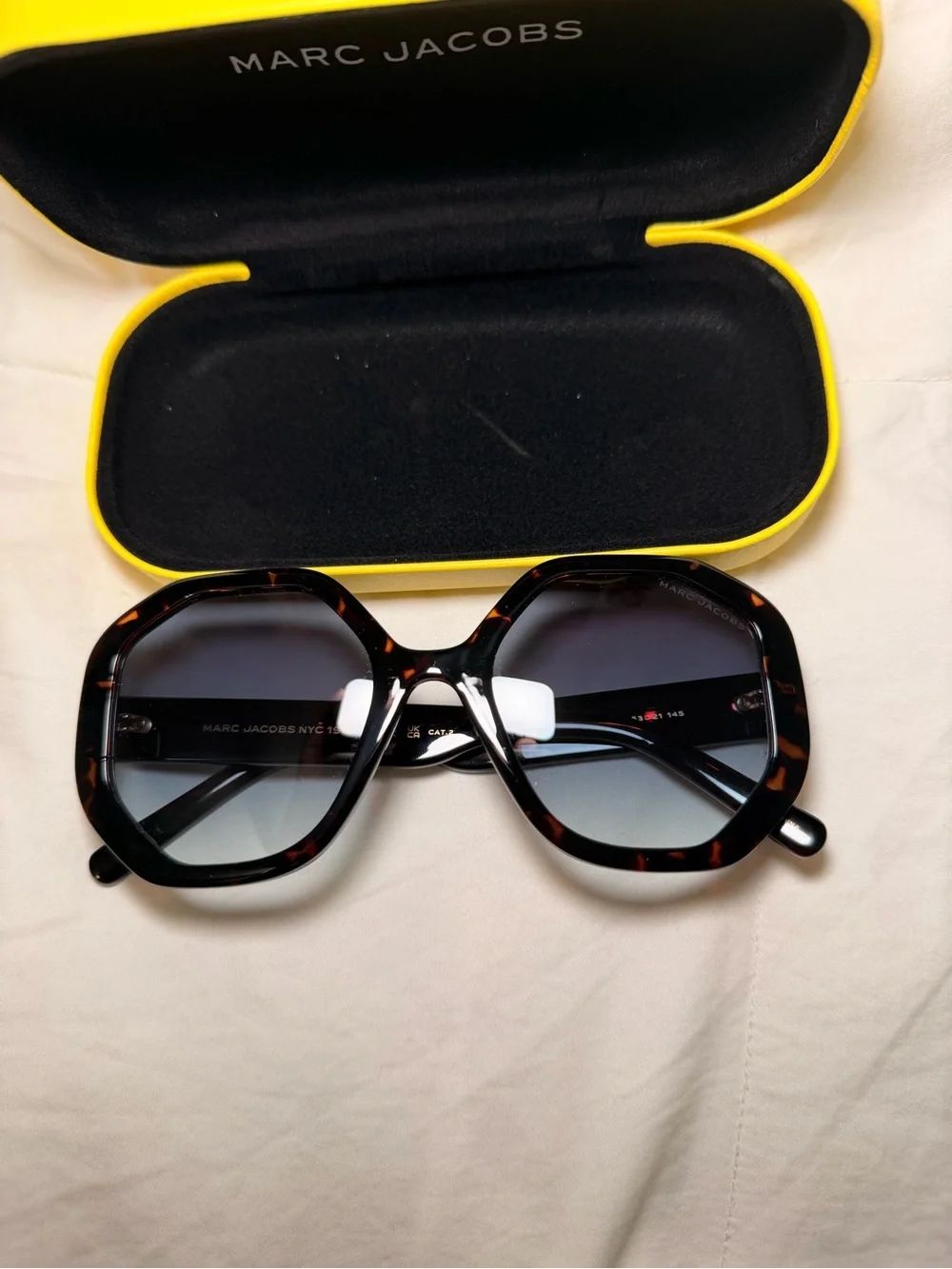 Marc Jacobs Tortoiseshell Octagon Sunglasses with Blue Gradient Lenses